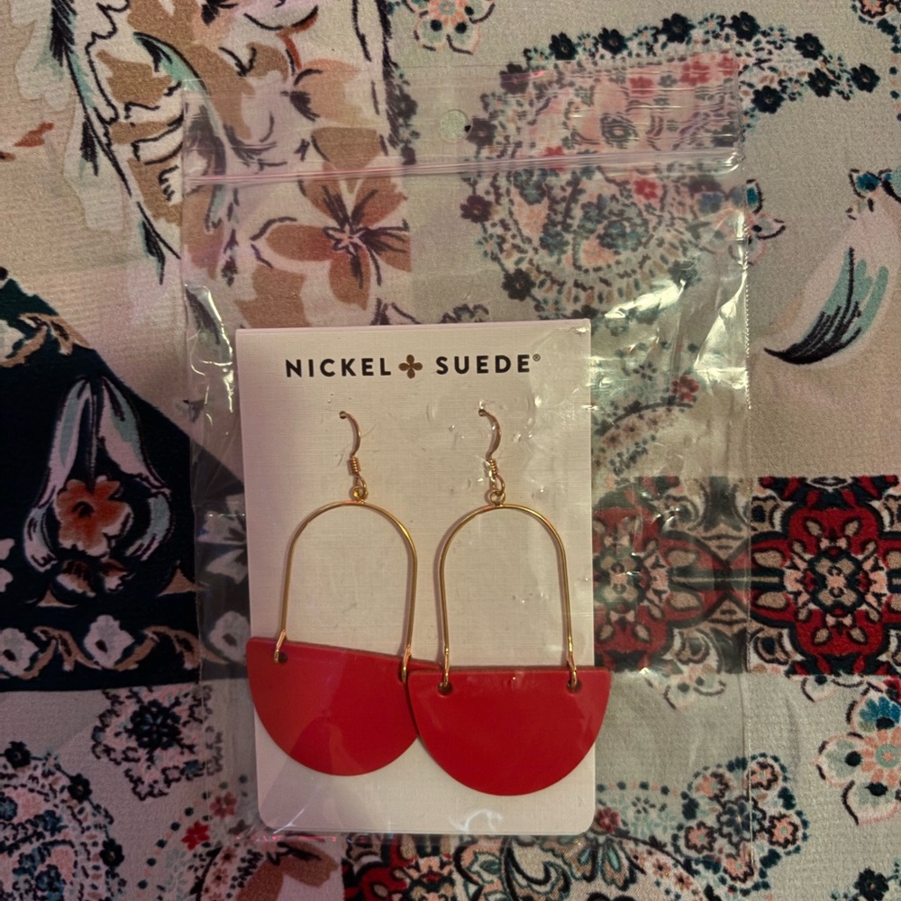 Isla Hoop Select Crimson Leather Earrings